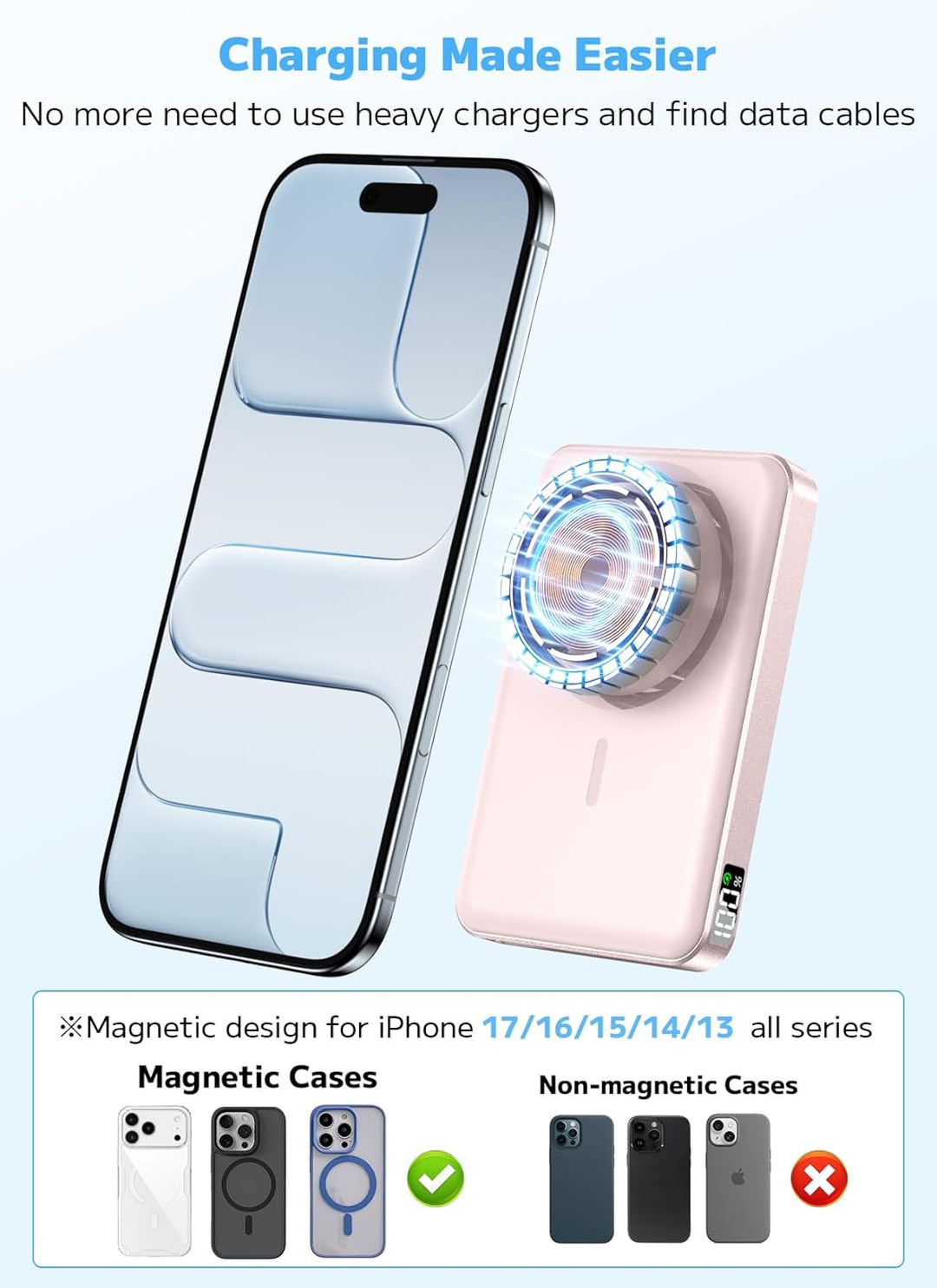 golioklsy para Magsafe Cargador Portátil, Batería Externa de 10000...