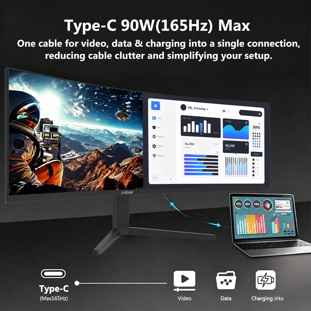 Monitor 5K, Z-Edge 49 pulgadas 1500R monitor curvado para juegos, m...