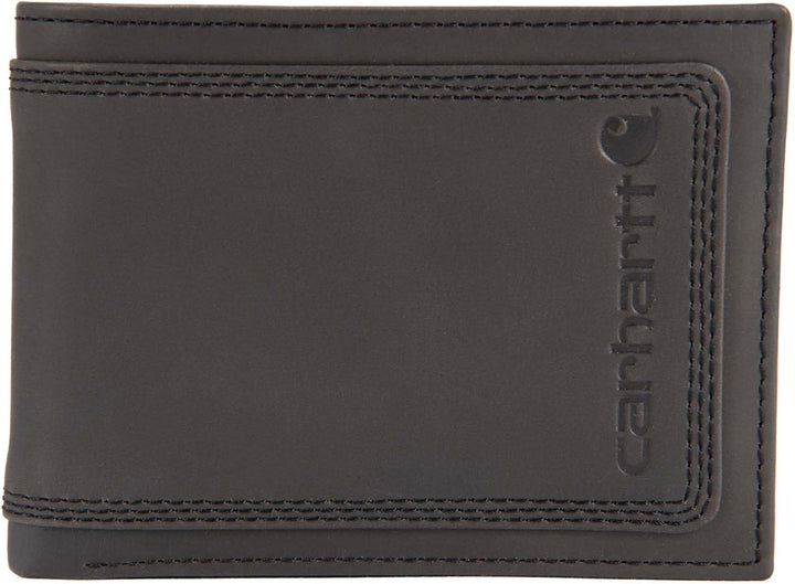 Carhartt Cartera de cuero para hombre con triple puntada, cuero dur...