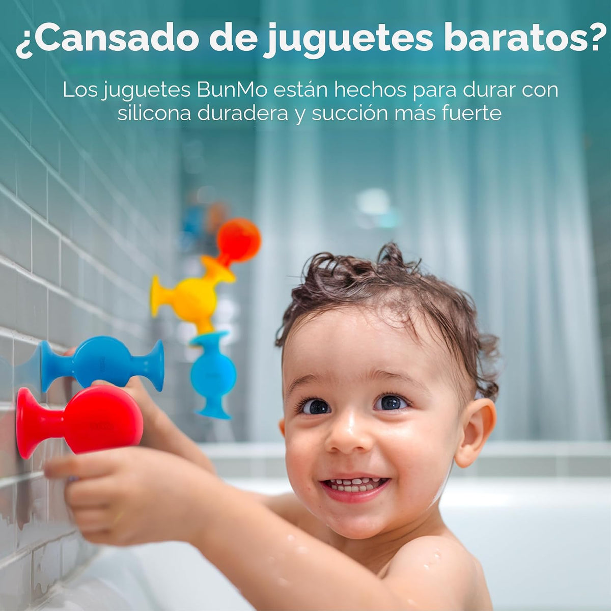 BUNMO Juguetes de baño de succión - Conecta, construye, crea - Juguetes de baño - Horas de diversión y creatividad - Habilidades motoras finas - Juguetes sensoriales estimulantes - Juguete no se puede