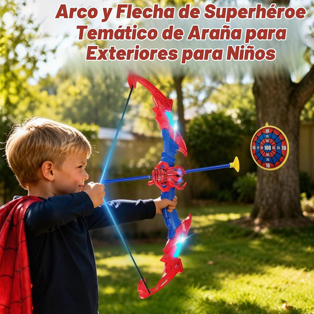 Spider Kids Bow y Arrow Set para Boys Age 4-8, Light Up Bow, Easy a Shoot
