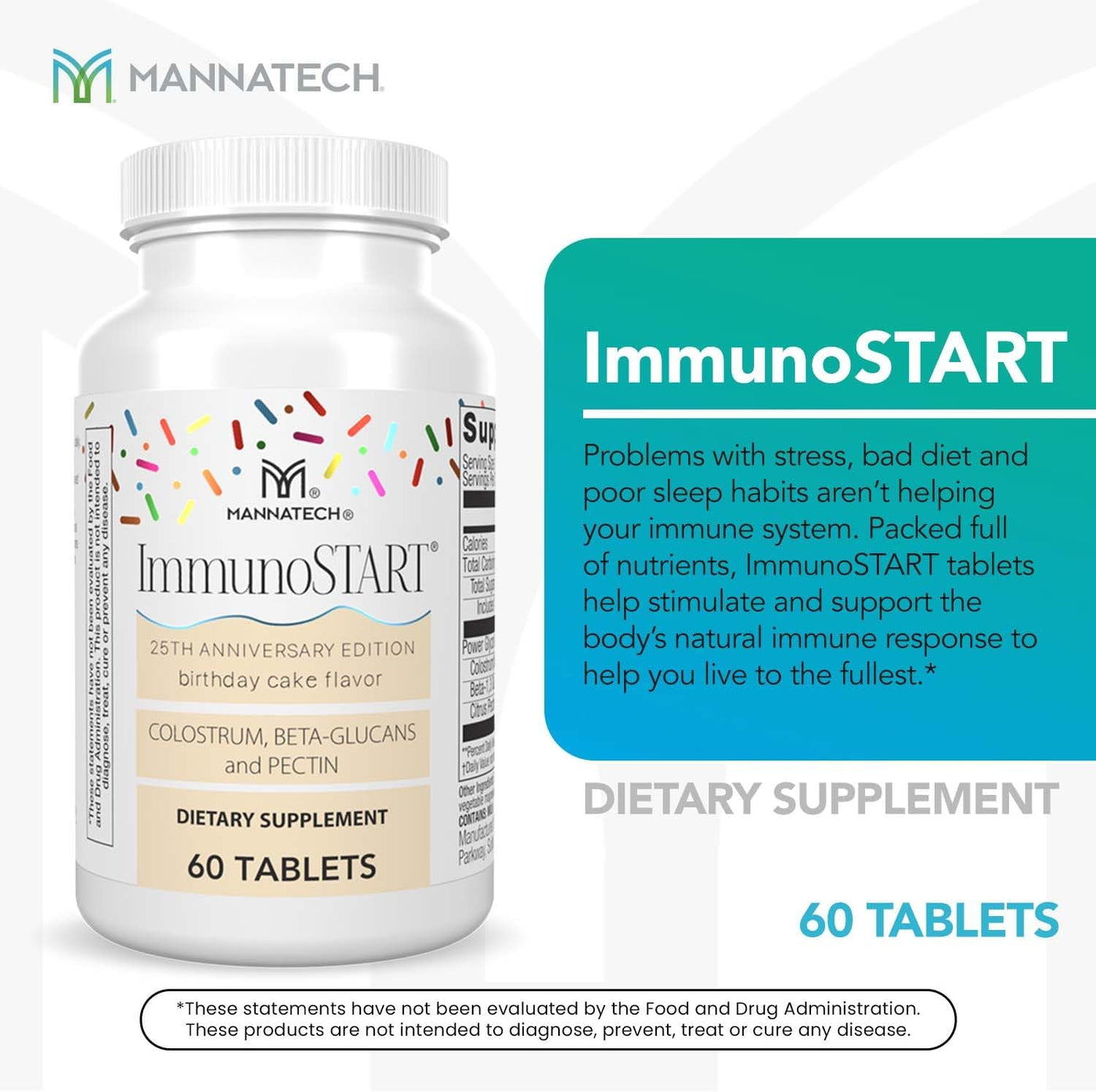Mannatech - ImmunoSTART - Sabor Pastel de Cumpleaños - Calostro, Be...