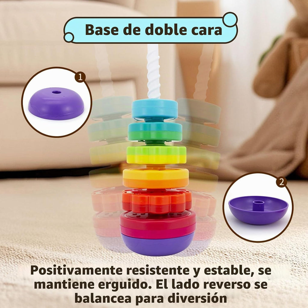 Juguetes Montessori para niños de 1 año, juguete apilable giratorio