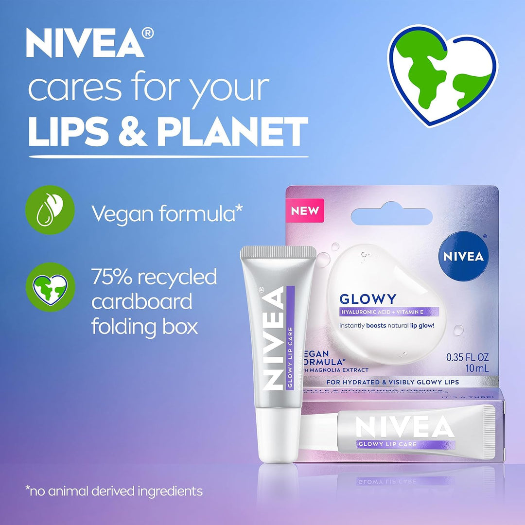 NIVEA Glowy Lips, bálsamo labial vegano con ácido hialurónico, vita...