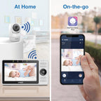 VTech Monitor inteligente WiFi para bebés: mira a tu bebé en casa o desde cualquier lugar, aplicación gratuita, cámara de 1080p, pantalla de 5 pulgadas, zoom panorámico, visión nocturna