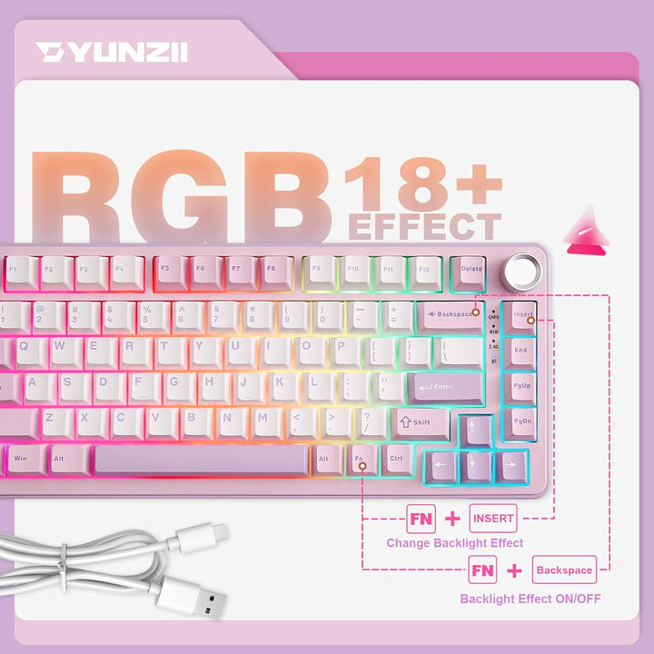 YUNZII Teclado mecánico inalámbrico B75 PRO, diseño del 75 % con pe...
