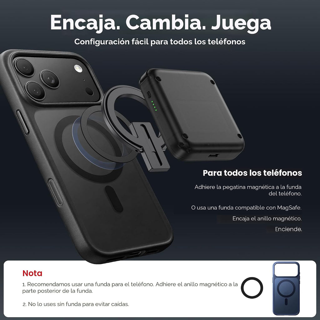 abxylute M4 Controlador Móvil Snap-On para Juegos para Android y iPhone, Switch 1 y 2, Controlador Bluetooth portátil, Gamepad retro para teléfono tamaño bolsillo con patilla, Doble joystick Turbo Pro Magnético