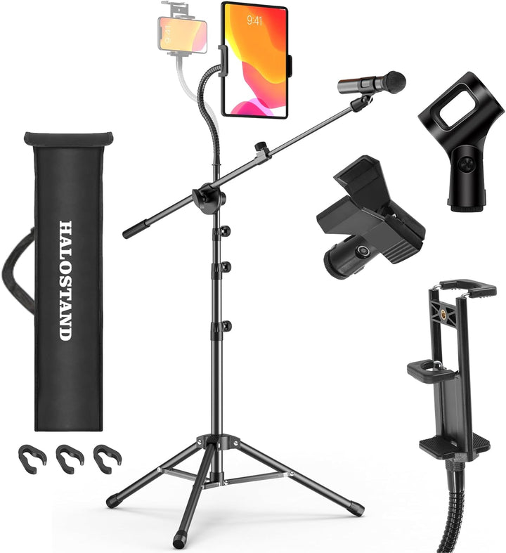 Soporte de micrófono con clip para IPAD, soporte de micrófono plega...