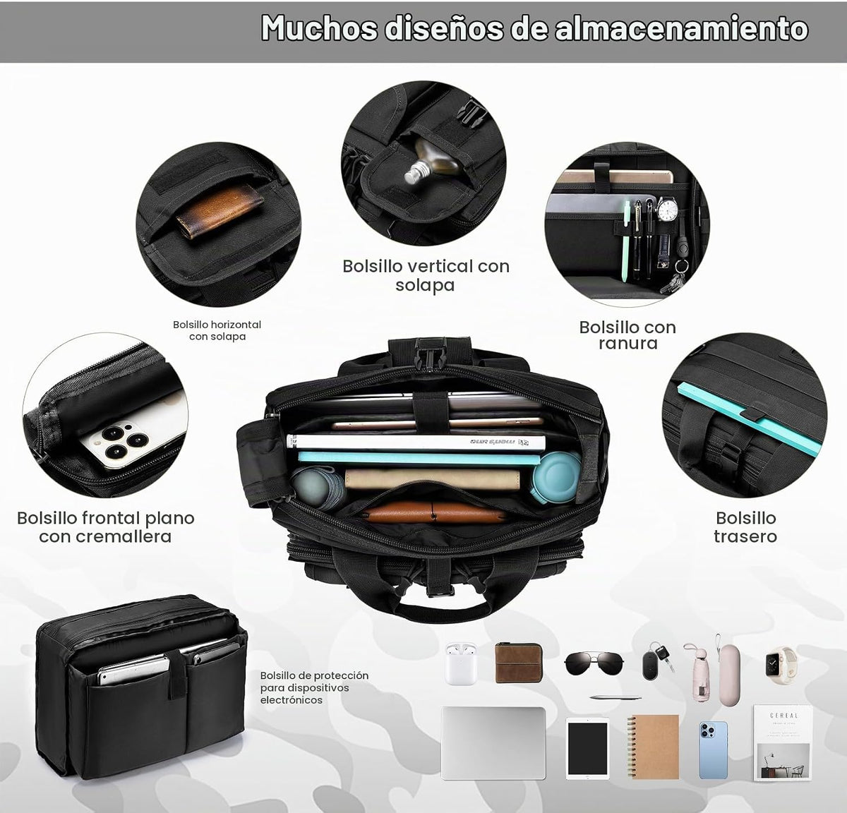 Stypos Bolsa de mensajero táctica, maletín de 14 pulgadas/15,6 pulg...
