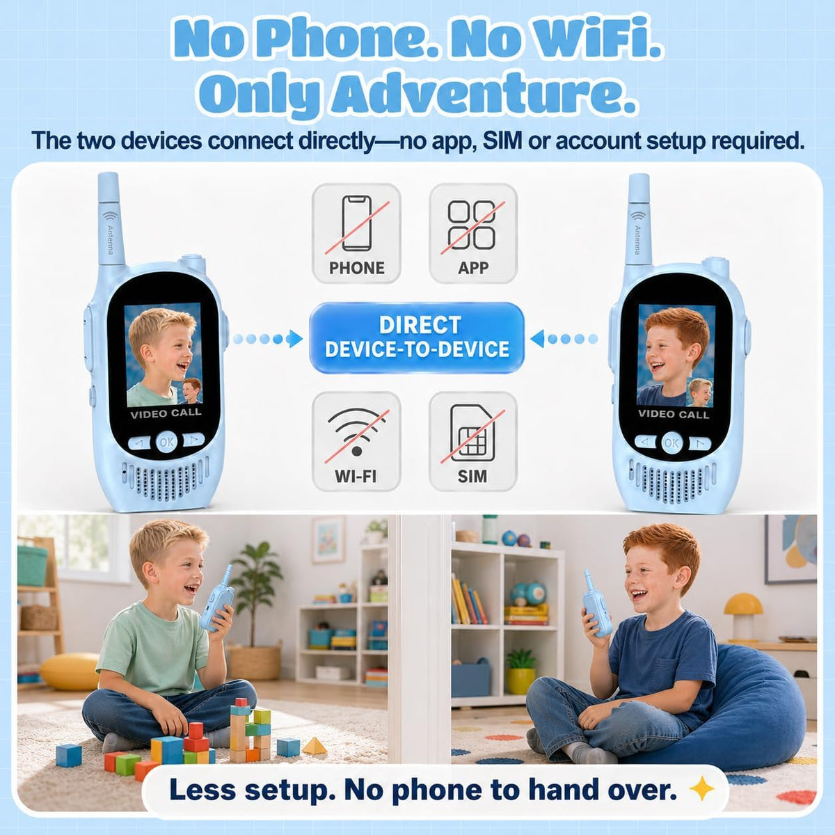 Walkie Talkies de video para niños, paquete de 2 walkie talkies recargables con cámara y pantalla, radios bidireccionales de largo alcance para acampar en interiores y exteriores, regalos para niñas y