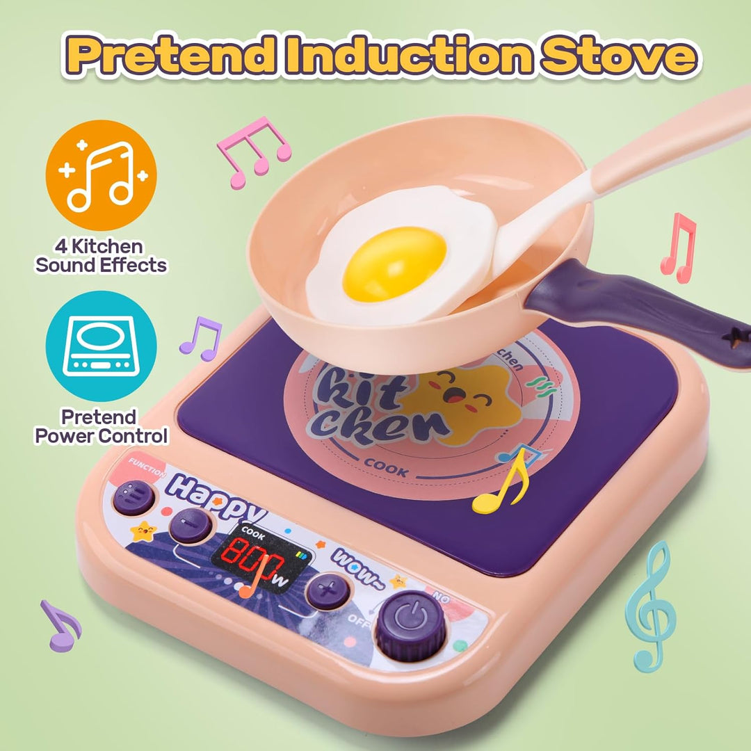 CUTE STONE Accesorios de cocina para niños, juego de ollas y sarten...