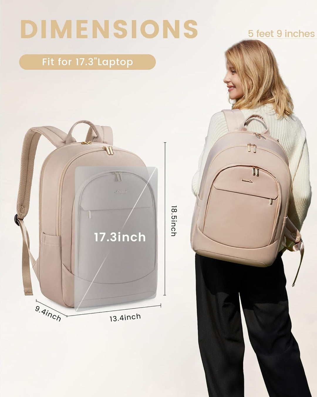 LOVEVOOK - Mochila para computadora portátil para mujer, bolso moch...