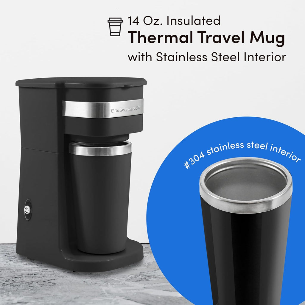Elite Gourmet EHC111A Personal Single-Serve Compact Coffee Maker, negro