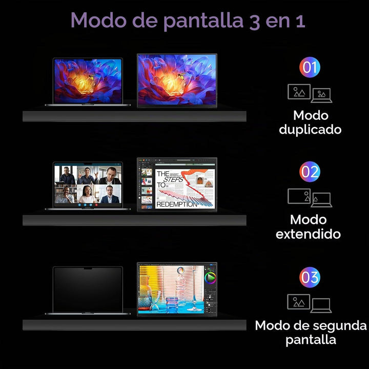 VILVA 14" 1200p USB-C HDMI HDR Monitor portátil | 14" 1200p...