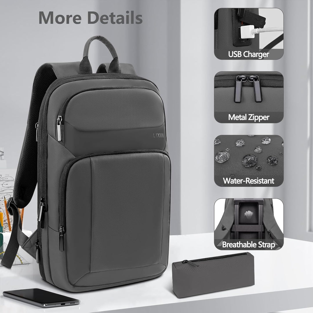 Lixiin Mochila para laptop para hombre, mochila de viaje expandible...