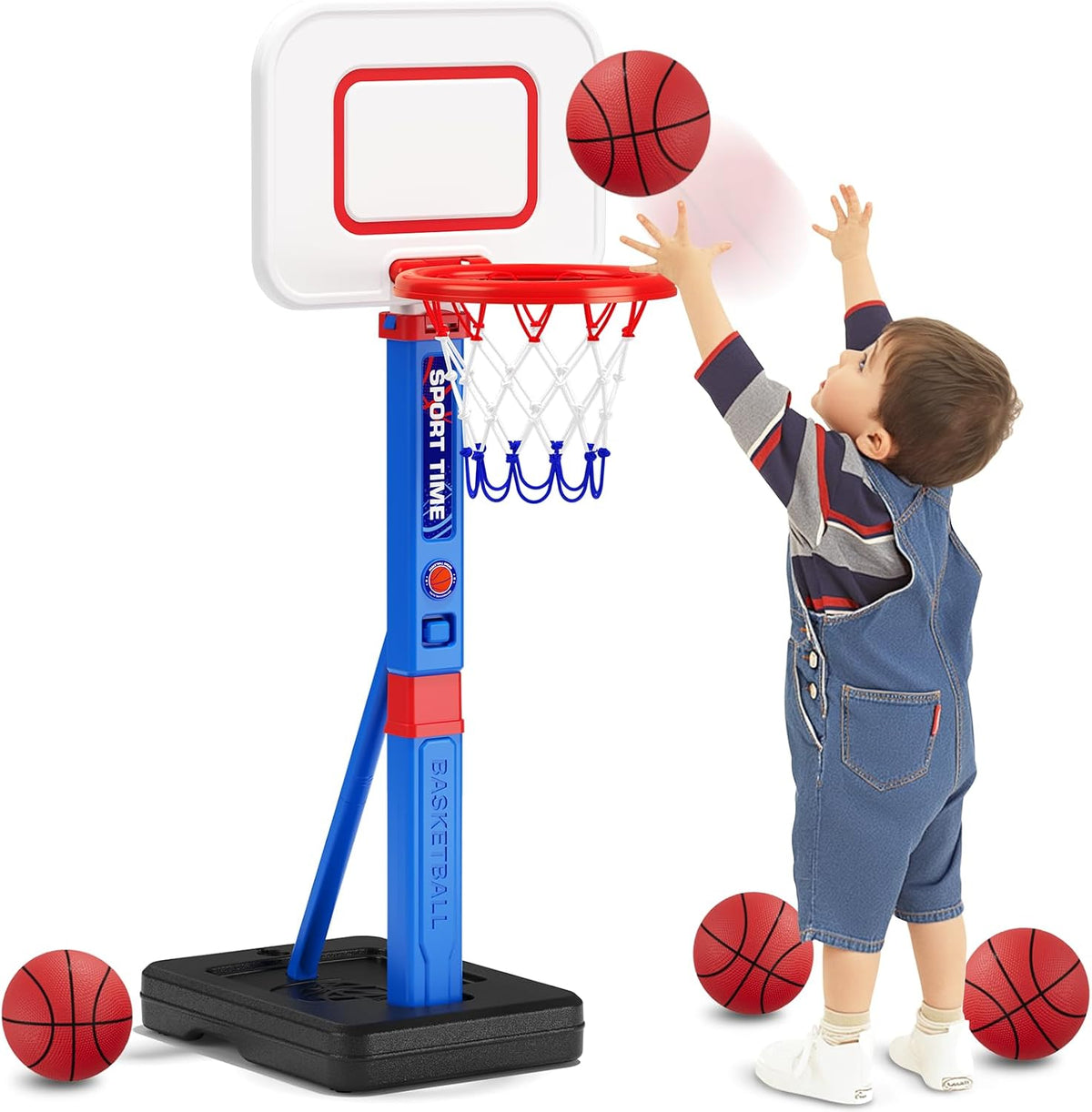 Cesta de Baloncesto para Niños, Aro Ajustable de 55" de Altura para Niños de 3-5 años