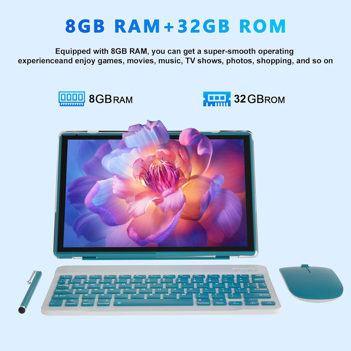 NOVOJOY Tableta 2 en 1 con Android 14 OS de 10 pulgadas, tabletas c...