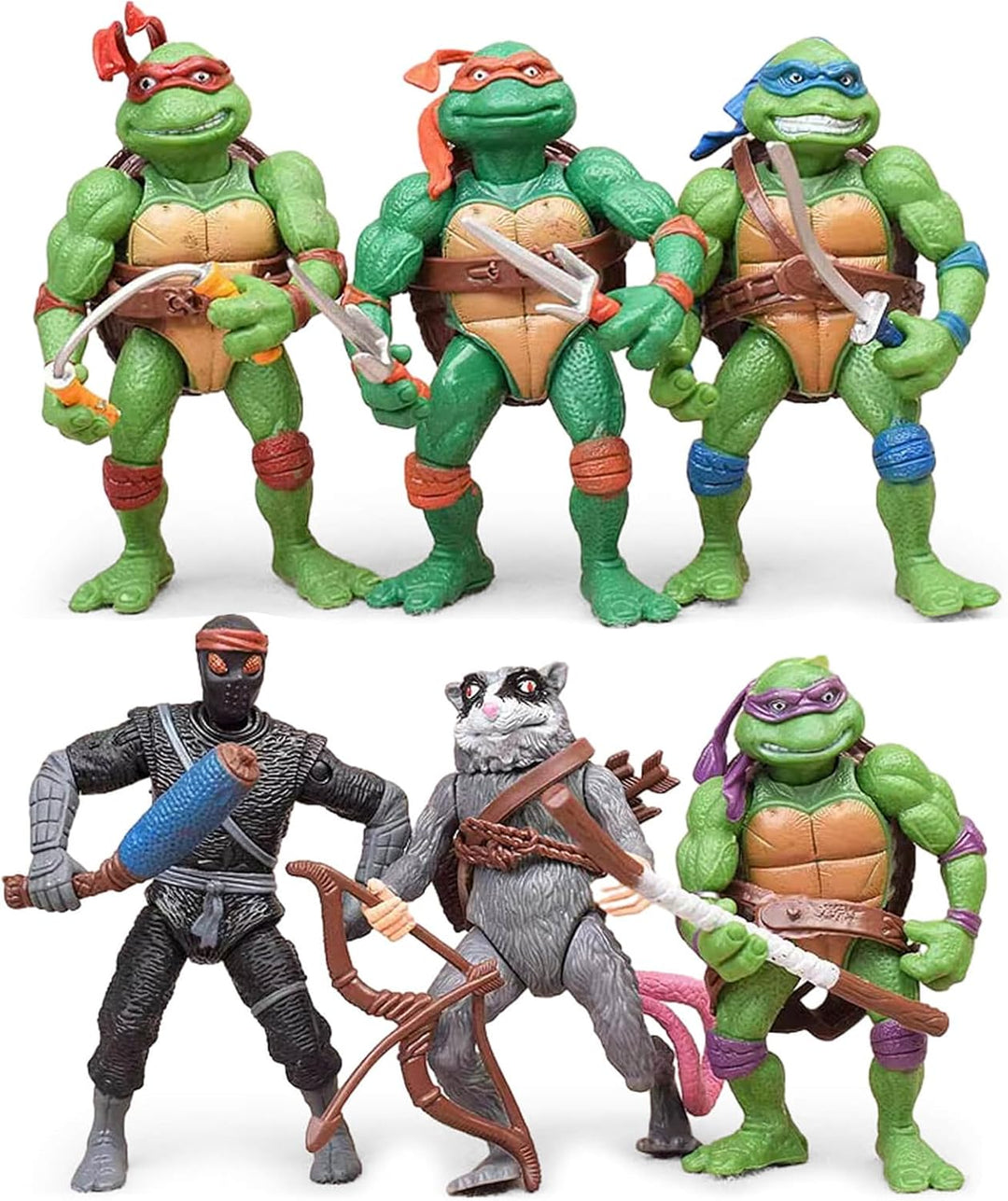 KLUKGE Paquete de 6 figuras de acción de tortugas de 4.7 pulgadas,...