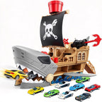 Juego de coche de barco pirata de tiburón con mordedura-tragar, 8