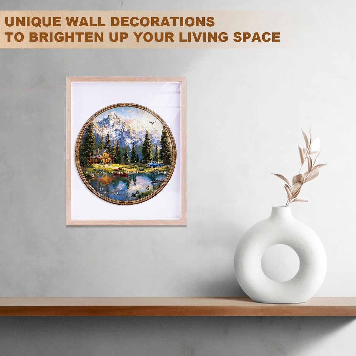 Rompecabezas de ocio junto al lago para adultos, regalos de madera, 265 piezas, 13.4 x 13.4 pulgadas