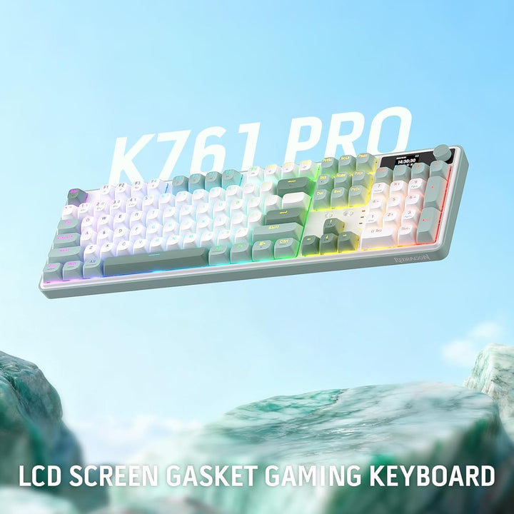 Redragon Teclado inalámbrico para juegos K761 con pantalla Hype y p...