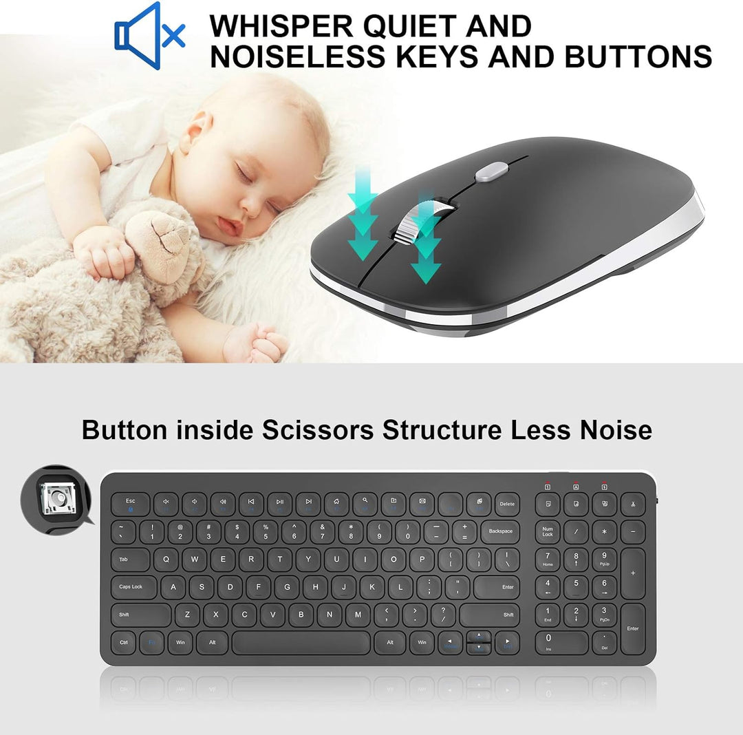 Cimetech - Juego de teclado y mouse inalámbricos compactos de tamañ...