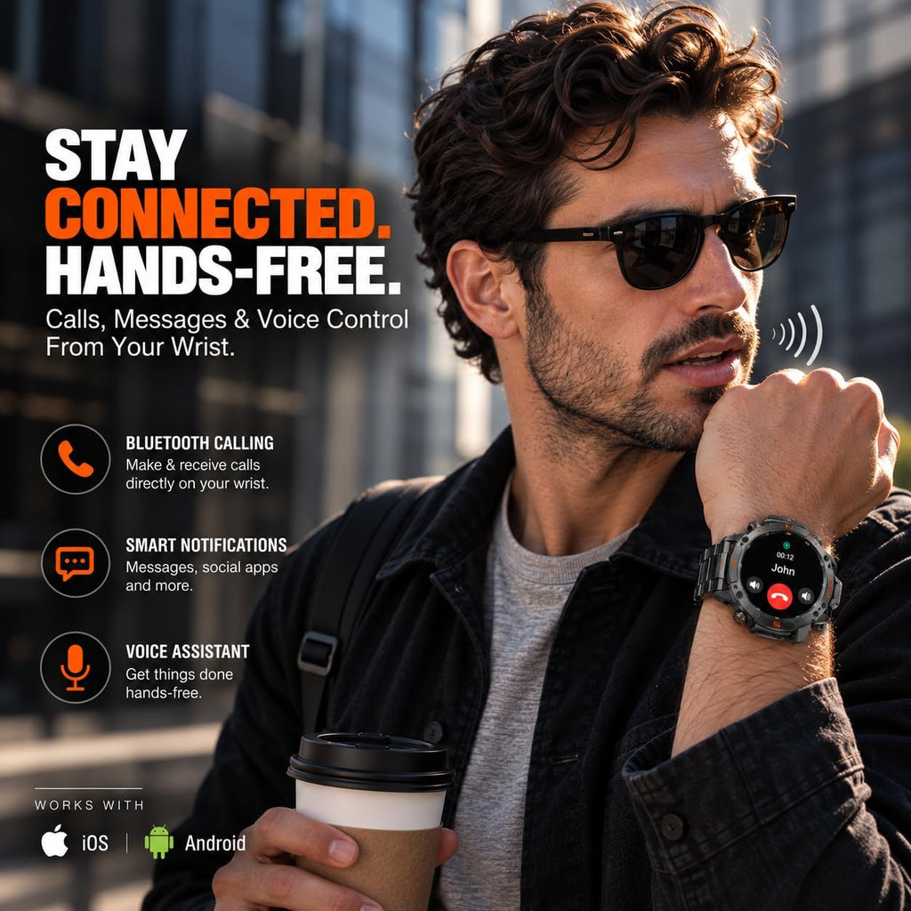 WalkerFit Smartwatch Robusto para Hombre, 1.43" AMOLED, 5ATM a prueba de agua, 2 correas