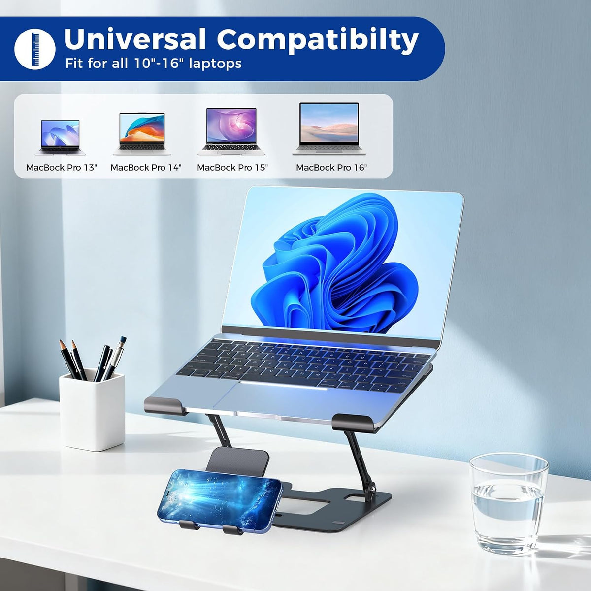 Soporte ergonómico 2 en 1 para teléfono portátil para escritorio, e...
