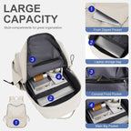 NEOREAL - Mochila para laptop para trabajo, universidad, viajes, Beige