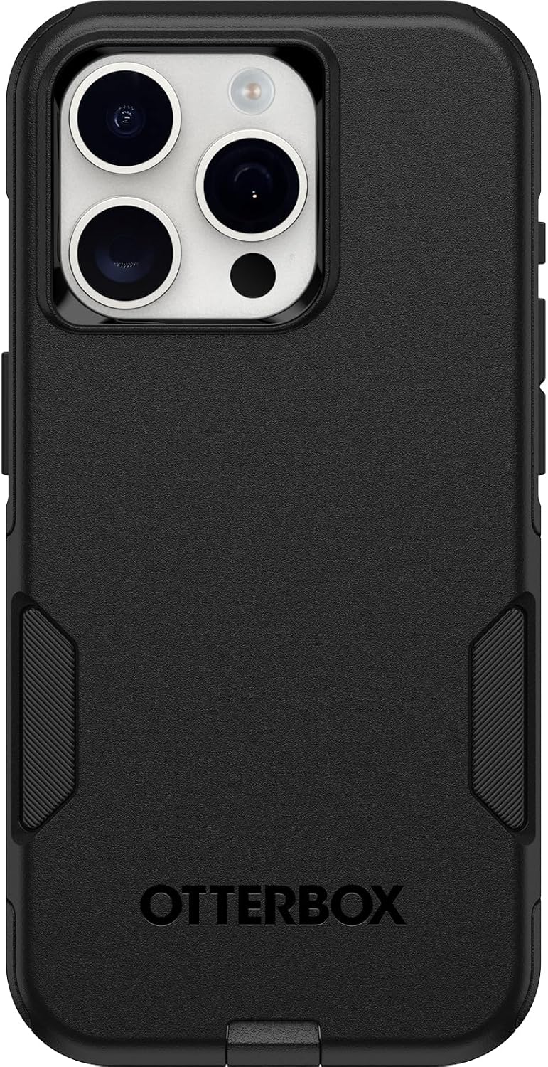 OtterBox Funda para iPhone 15 Pro (Only) Commuter Series, negra, delgada y resistente, apta para bolsillo, con protección de puerto