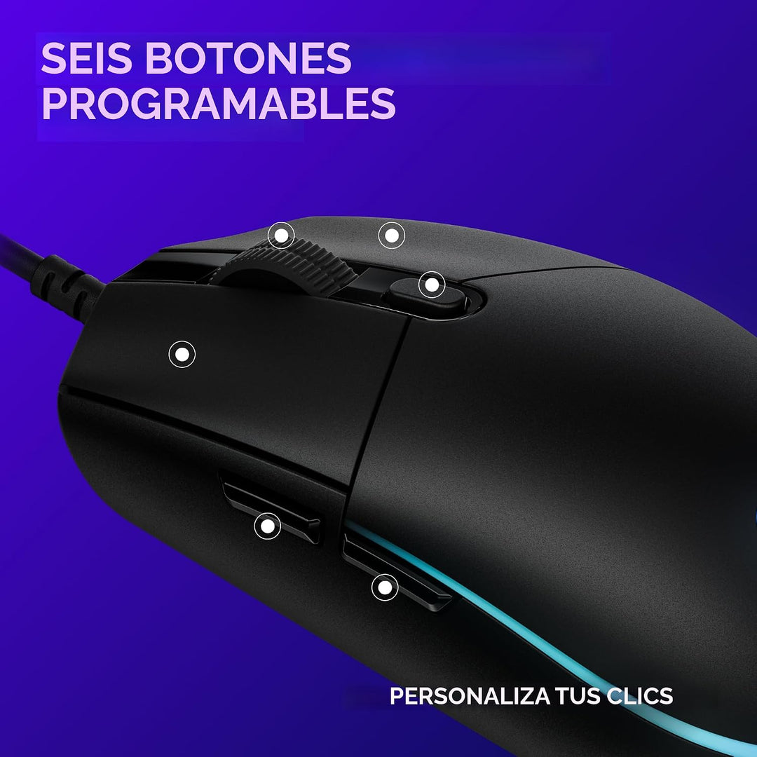 Logitech G203 - Mouse para juegos con cable, 8,000 DPI, efecto ópti...