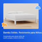 Nectar - Marco de cama de bambú para niños, individual, blanco, 12 pulgadas de altura, sin herramientas
