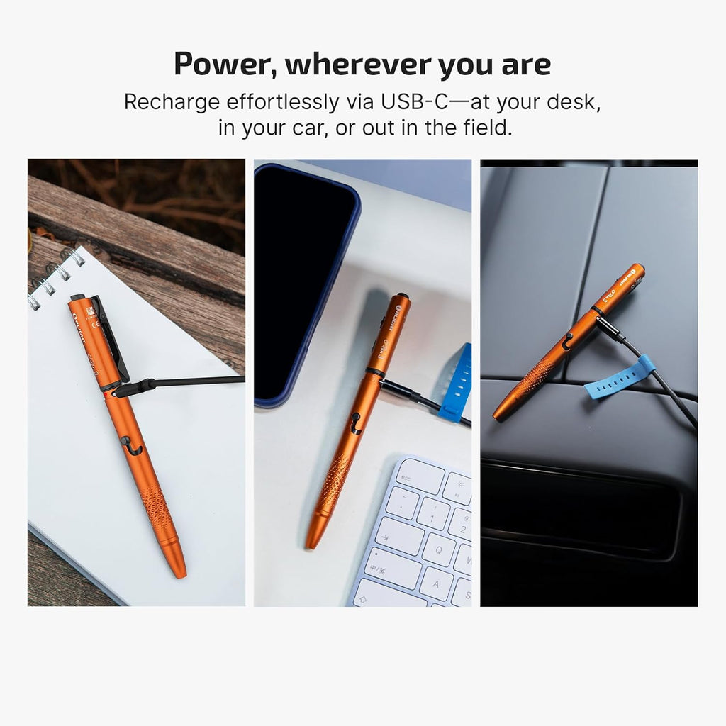 OLIGHT O'Pen 3 Pen - Linterna EDC recargable USB-C, naranja