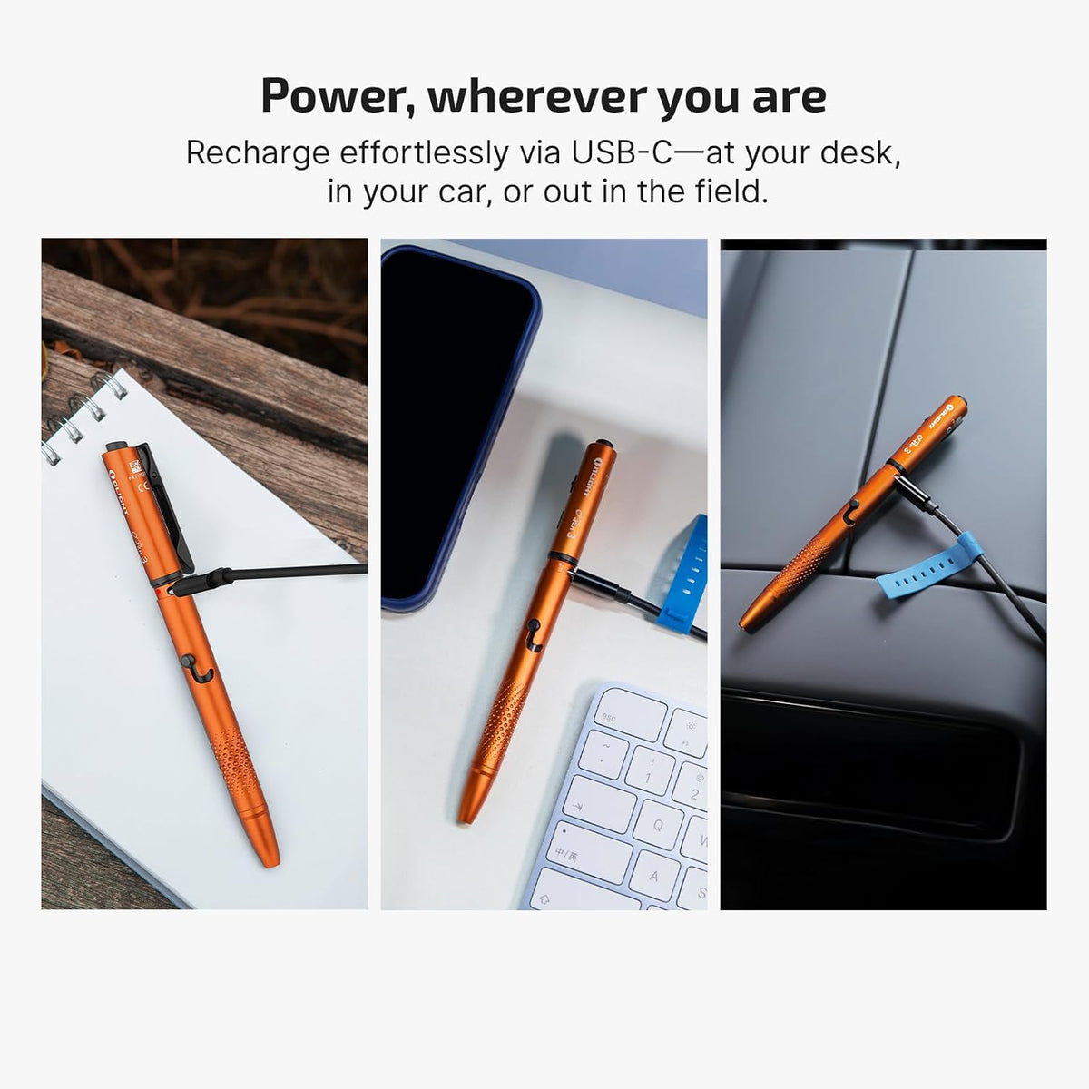 OLIGHT O'Pen 3 Pen - Linterna EDC recargable USB-C, naranja