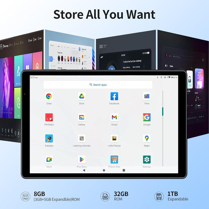 VASOUN Tablet Android 15 de 10.1" con pantalla HD IPS, 8GB RAM...