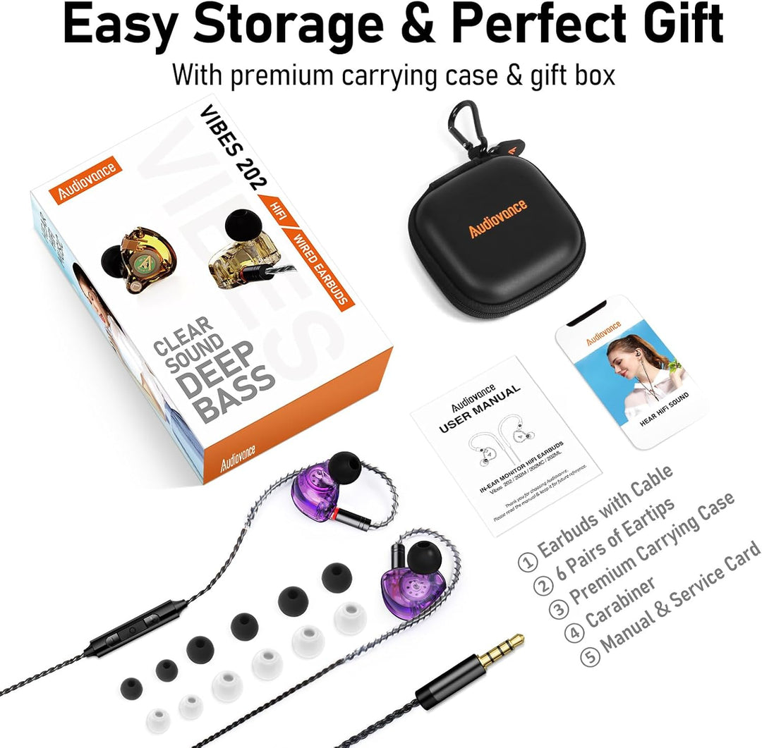 Audiovance Vibes 202M - Auriculares con cable con monitor de oído H...