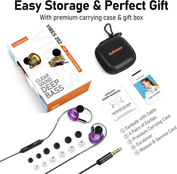 Audiovance Vibes 202M - Auriculares con cable con monitor de oído H...