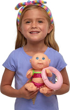 Parche de repollo para niños en la playa, pequeño, con flotador de juguete rosa, cubo y pala y sandía – muñecas CPK de 9 pulgadas – crece tu parche de repollo – juega dentro o fuera del agua, multi