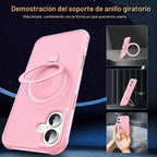 SKYLMW - Funda compatible con iPhone 16 con soporte magnético invisible tipo anillo, funda de grado militar para iPhone 16 de 6.1 pulgadas, compatible con MagSafe, gran sensación de agarre, rosa