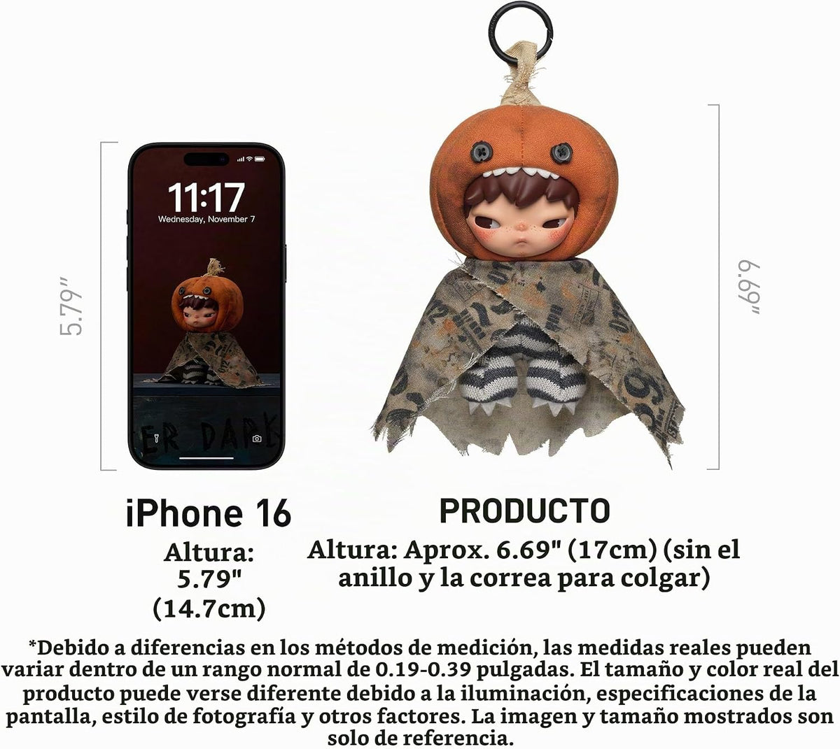 POP MART Hirono After Dark Series - Llavero de peluche para Halloween, caja