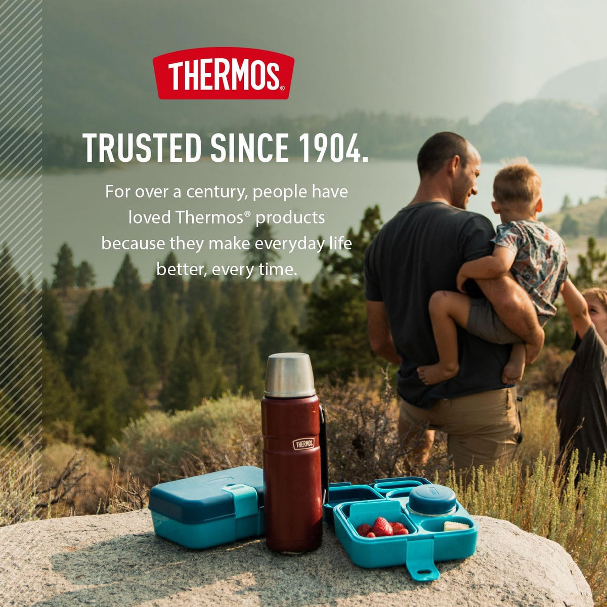 THERMOS Botella de bebidas con aislamiento de vacío King SK2010 de acero inoxidable, 40 onzas, acero inoxidable
