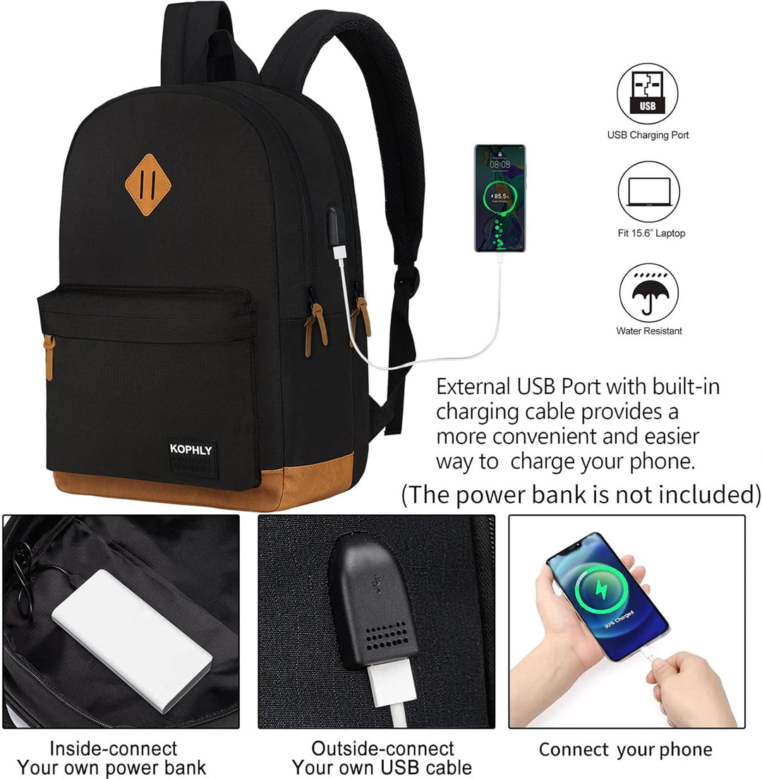 KOPHLY Mochila grande para portátil de mano para viajes, Set negro,...