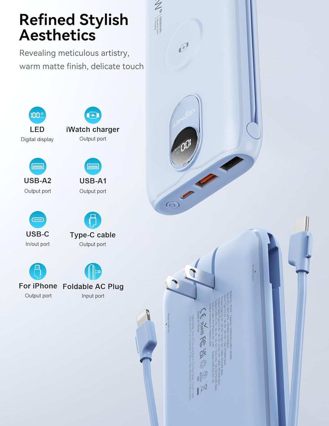 Portable Charger, 10000mAh 22.5W Power Bank Fast Charging with Buil...