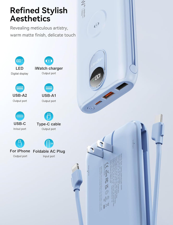 Portable Charger, 10000mAh 22.5W Power Bank Fast Charging with Buil...