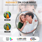 Reloj inteligente para mujeres y hombres, rastreador de actividad AMOLED de 1.614 in para Android iPhone con pantalla siempre encendida, más de 150 deportes, contador de calorías y pasos, monitor de sueño, responder/hacer llamadas (luz de estrellas)