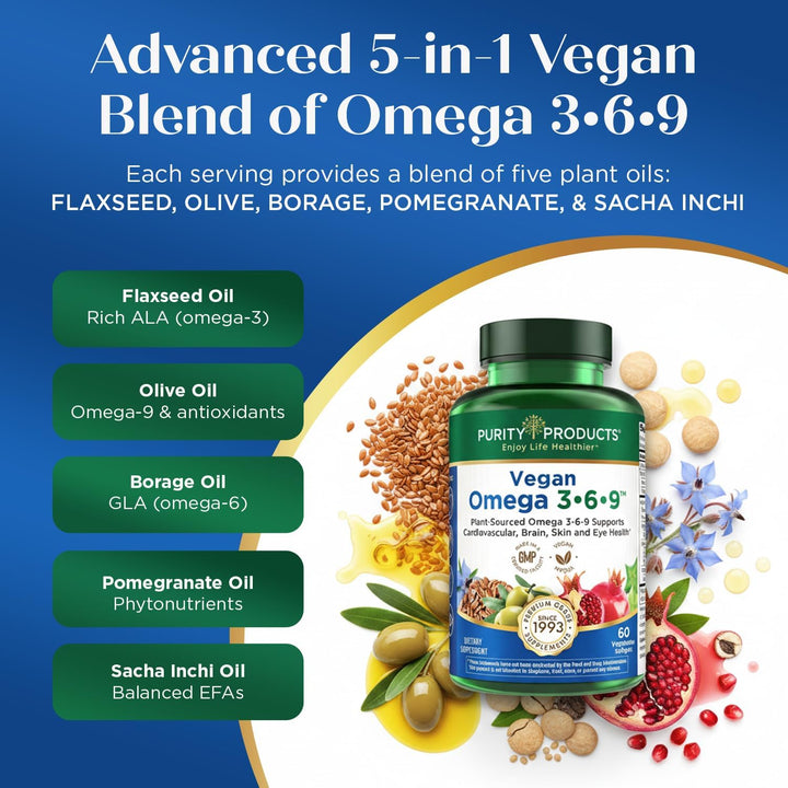 Purity Products Omega 3-6-9 Fórmula Vegana y Vegetariana - Complejo...