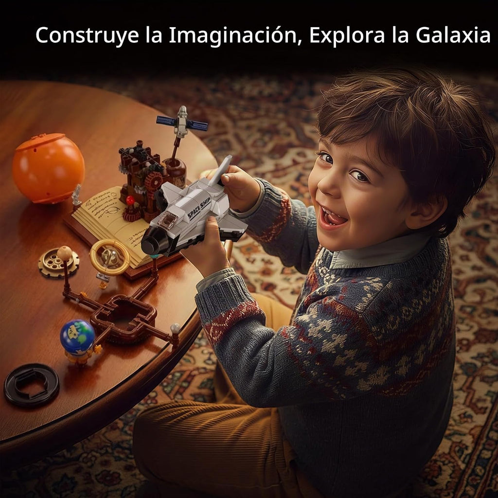 Juguete de bloques de construcción del sistema solar, planeta mecánico Tierra y Luna en órbita, juego de construcción de ciencia astronomía espacial STEM, regalo de cumpleaños educativo para niños de