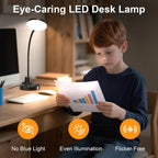 Lámpara Lámpara de escritorio LED de 15 W con puertos de carga USB, lámpara de mesa regulable con 3 temperaturas de color, 5 brillo, 4 temporizadores, luz de cuello de cisne flexible con base
