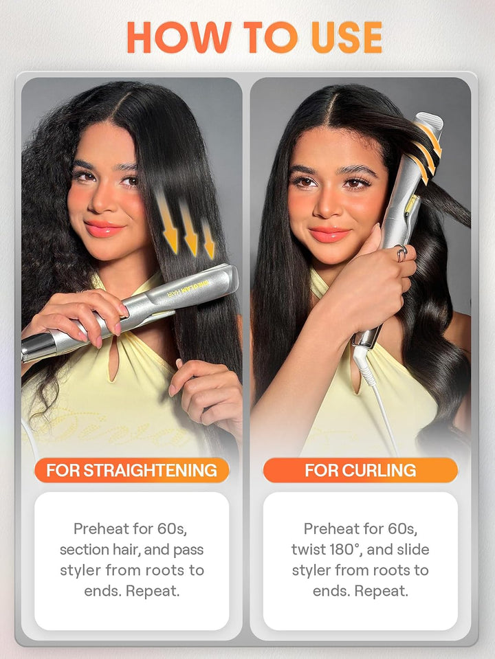 SHEGLAM Plancha plana para alisar el cabello, alisador y rizador de...