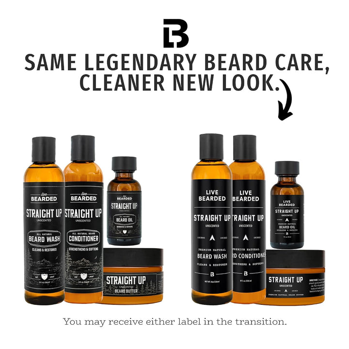 LIVE BEARDED® Kit completo de aseo para barba de 4 pasos, Straight...